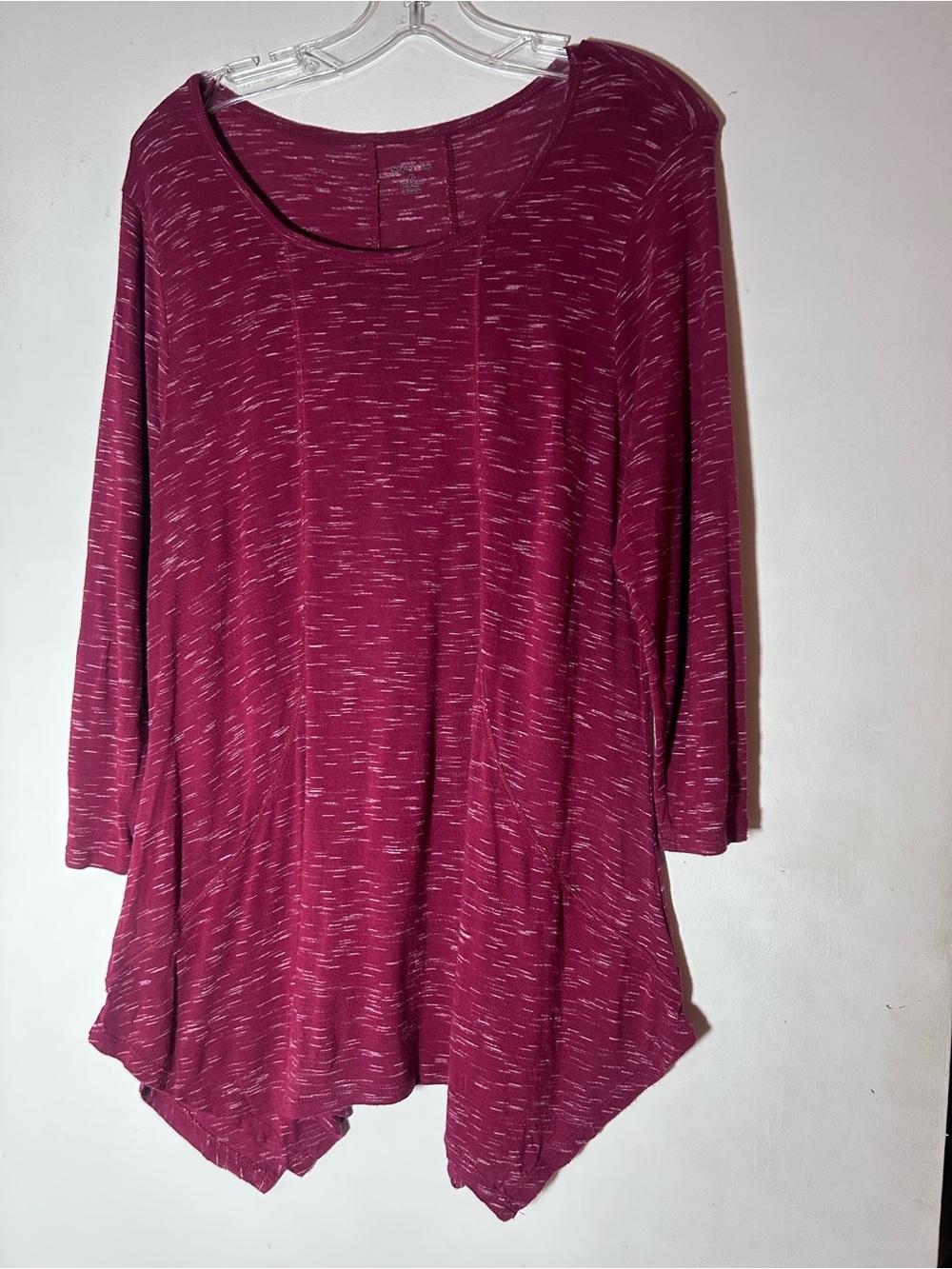 Style & Co XL Women's Marled Wine Knit Tunic Top - Casual 3/4 Sleeve